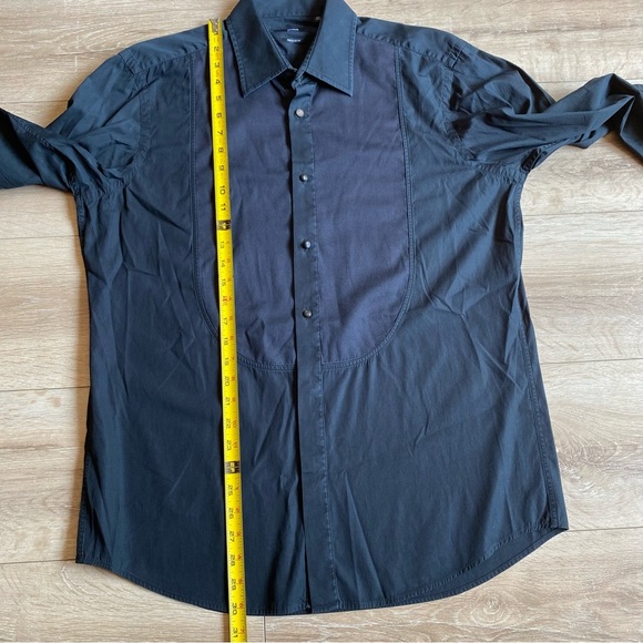 Hugo Boss Black Tuxedo Shirt Mens 16 1/2 42- French Cuffs Bib regular fit - Picture 11 of 13